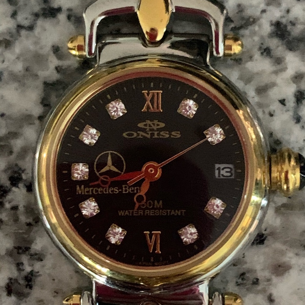 Two Tone Mercedes emblem watch